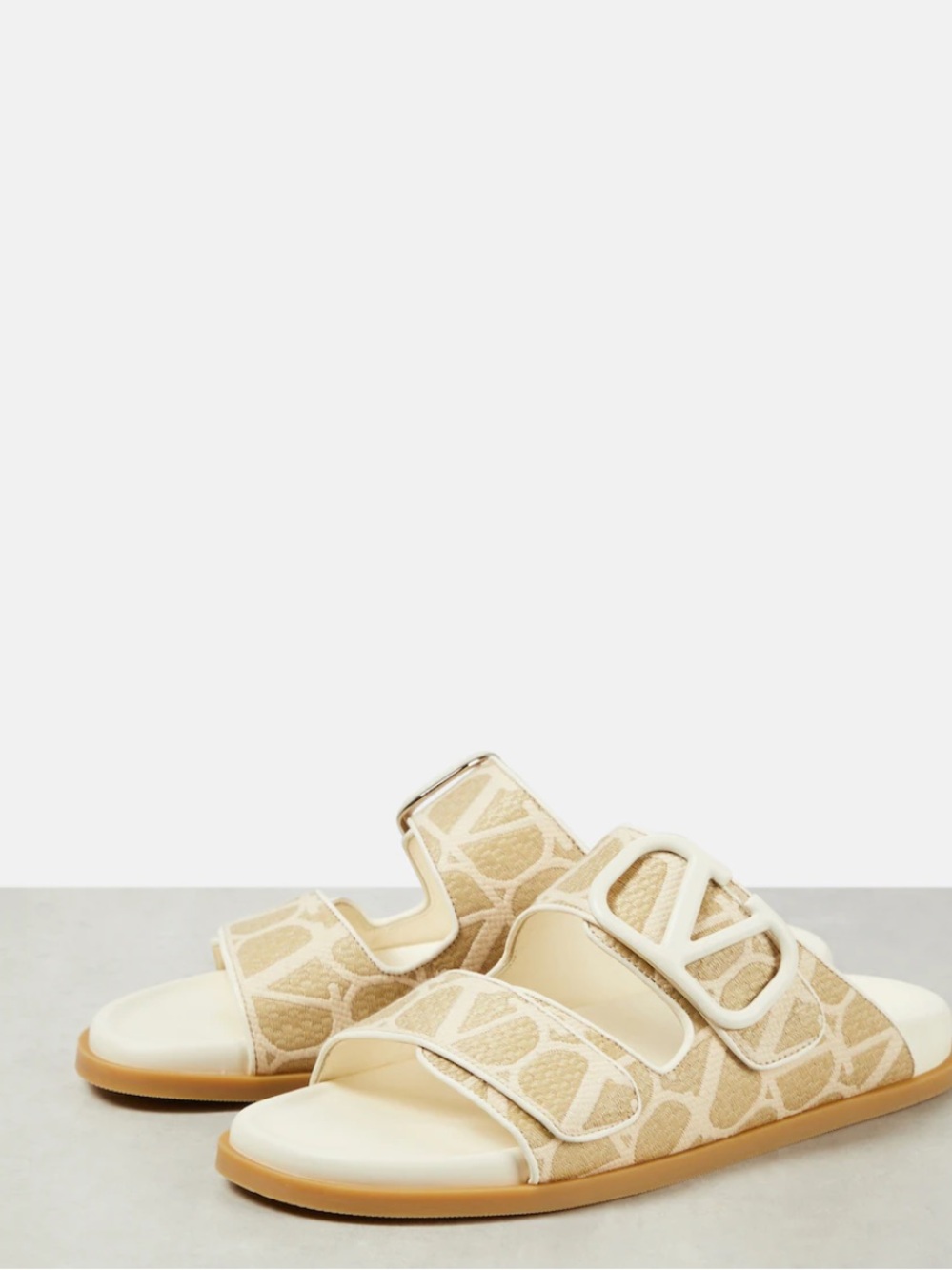 VALENTINO GARAVANI
VLOGO embellished leather-trimmed canvas-jacquard slides
11